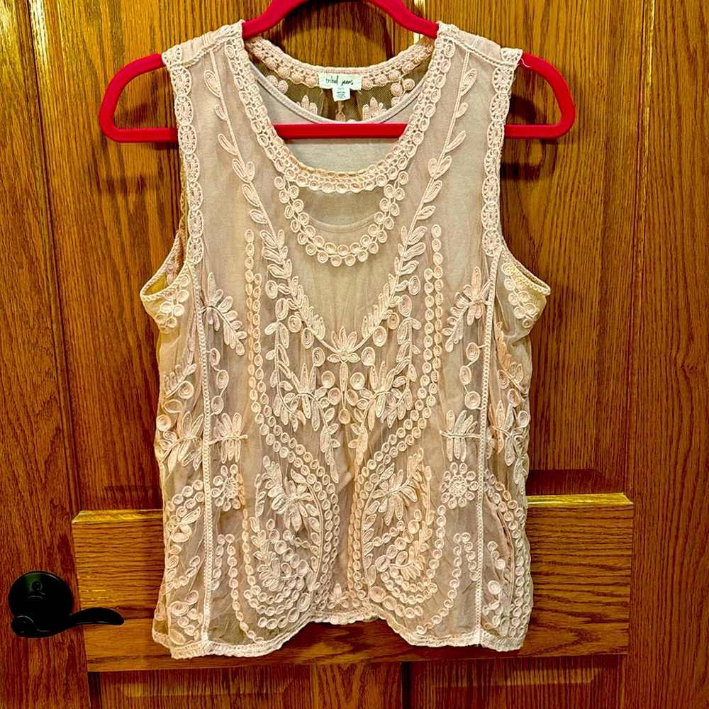 Tribal Jeans Light Pink Tank Sz Large